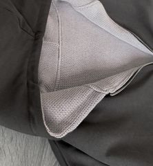 Reversible Knit Zip Up, reversible edge, knit over charcoal
