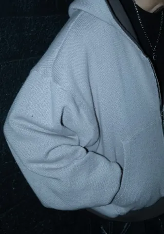 Reversible Knit Zip Up, knit side, sleeve and pocket