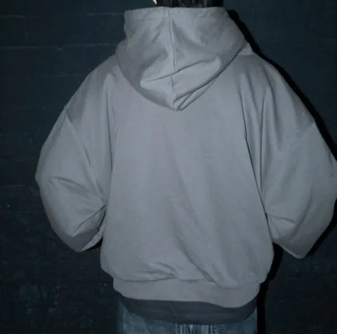 Reversible Knit Zip Up, charcoal side, back
